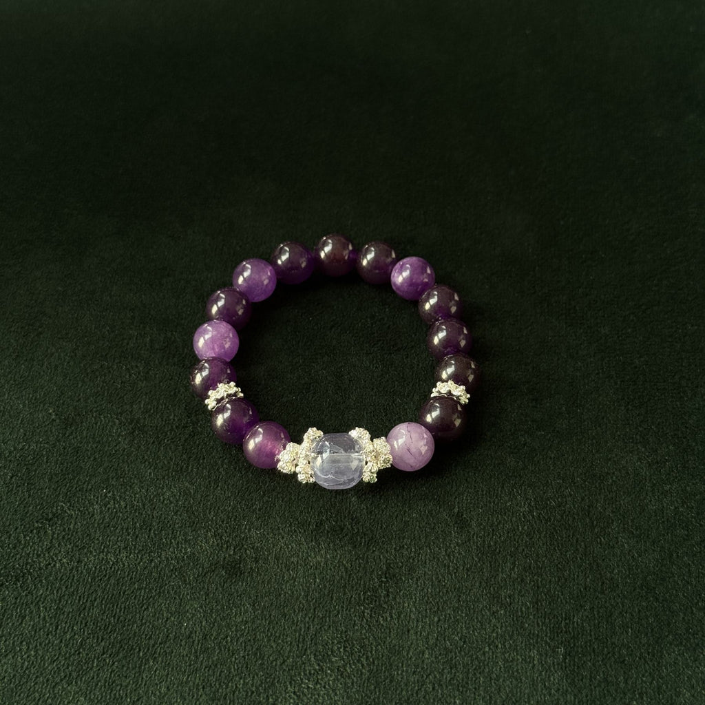 Taoist Blessed Clear Quartz Bracelet, 10mm Natural White Crystal