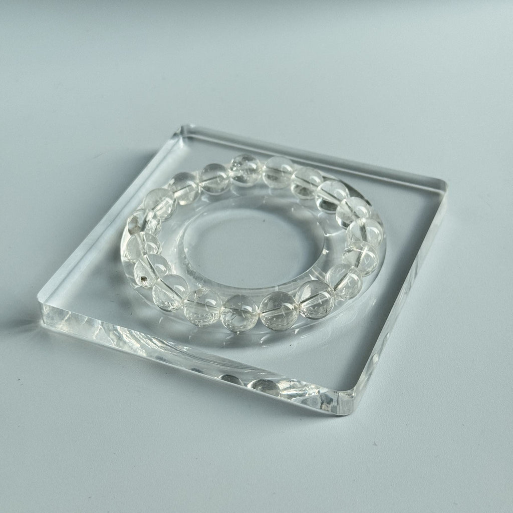 Taoist Blessed Clear Quartz Bracelet, 10mm Natural White Crystal