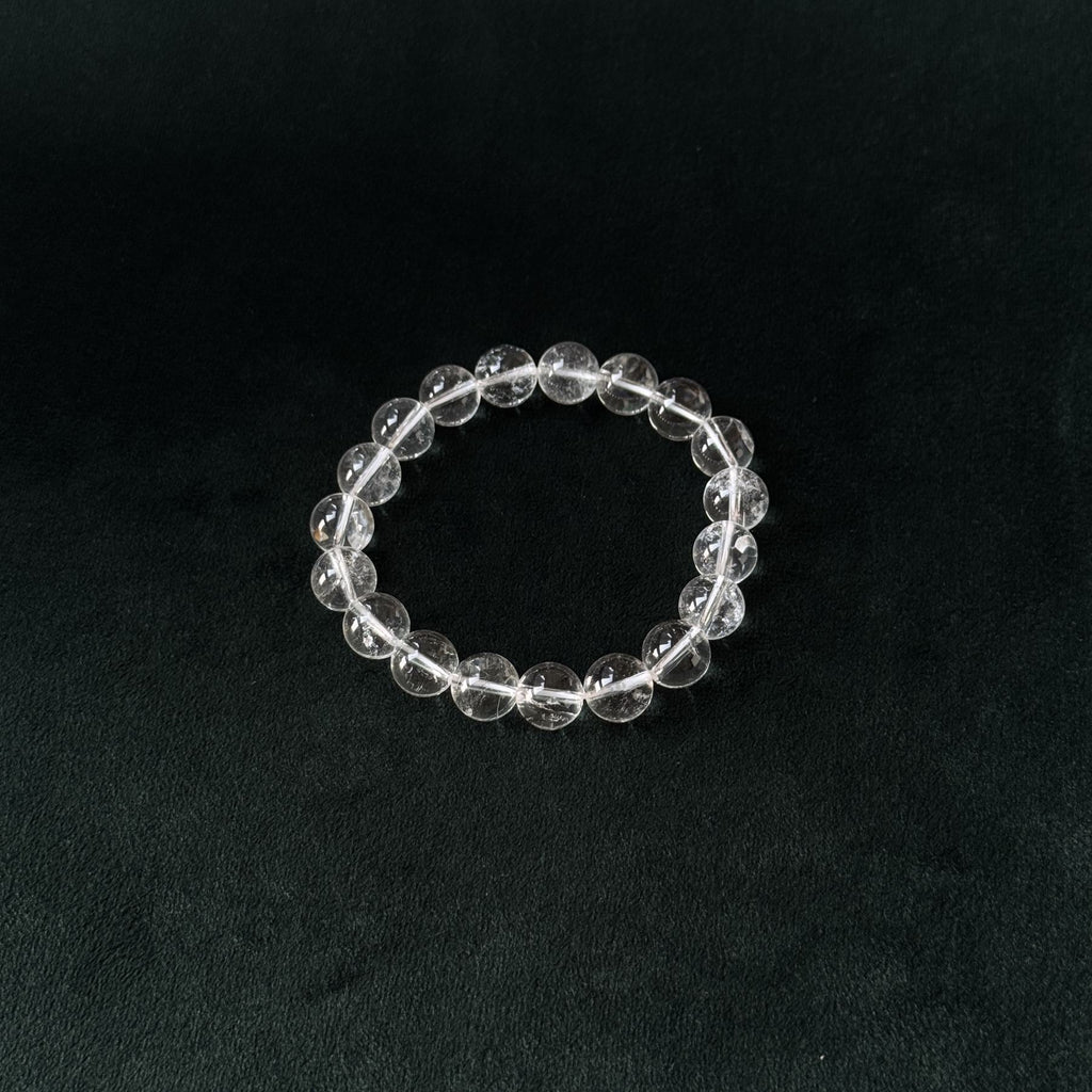 Taoist Blessed Clear Quartz Bracelet, 10mm Natural White Crystal
