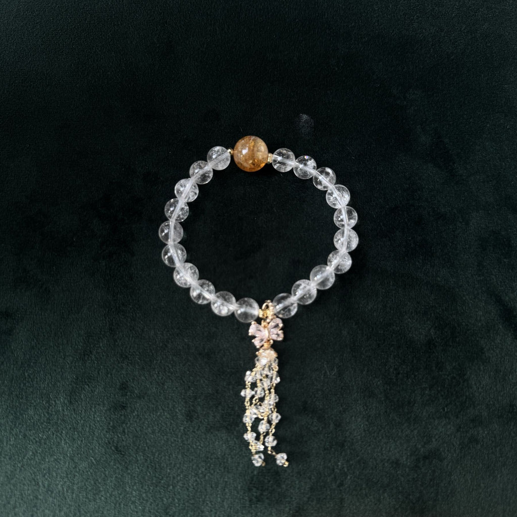 Taoist Blessed High-Vibration Asei Citrine & Clear Quartz Bracelet, Manifestation Amulet