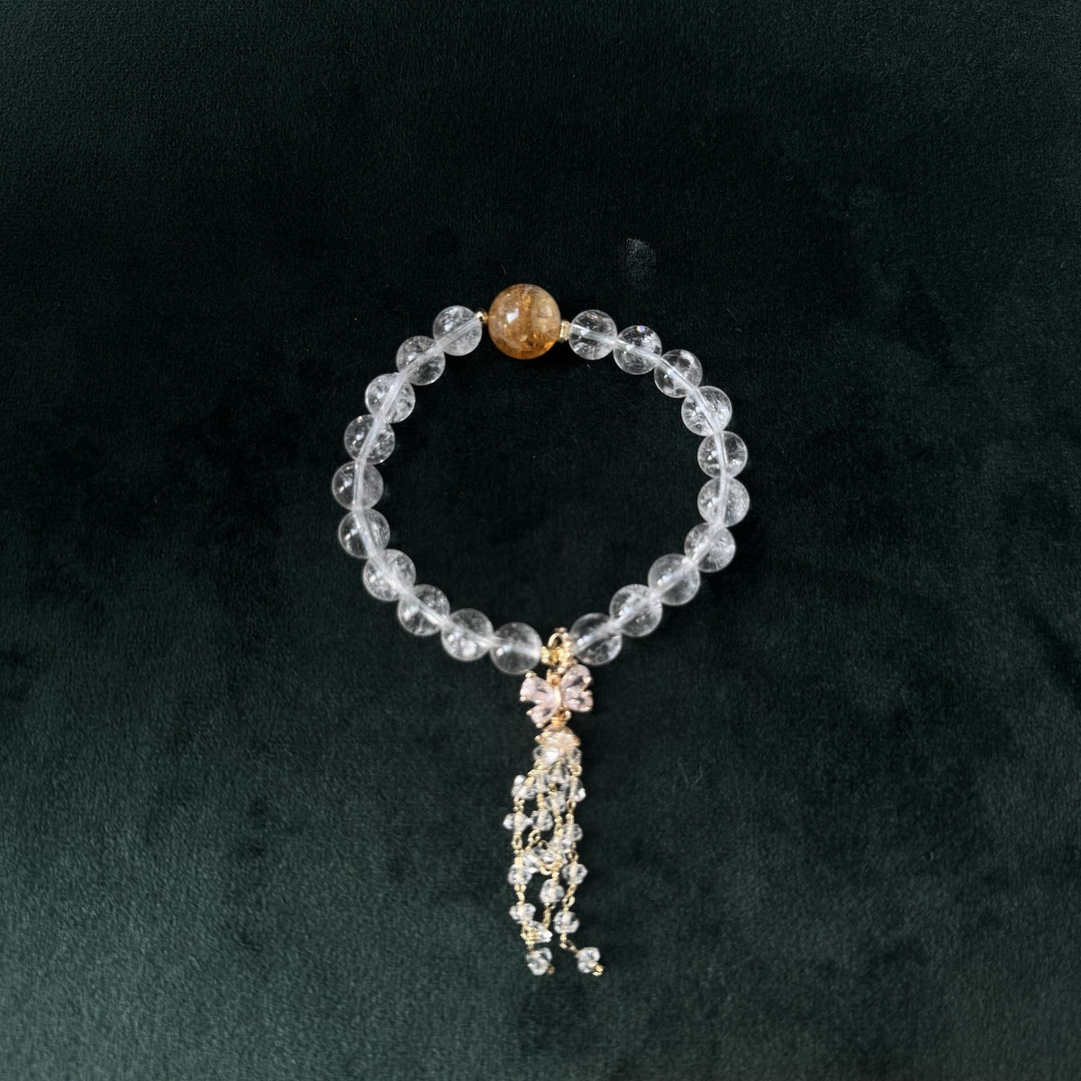 Taoist Blessed High-Vibration Asei Citrine & Clear Quartz Bracelet, Manifestation Amulet