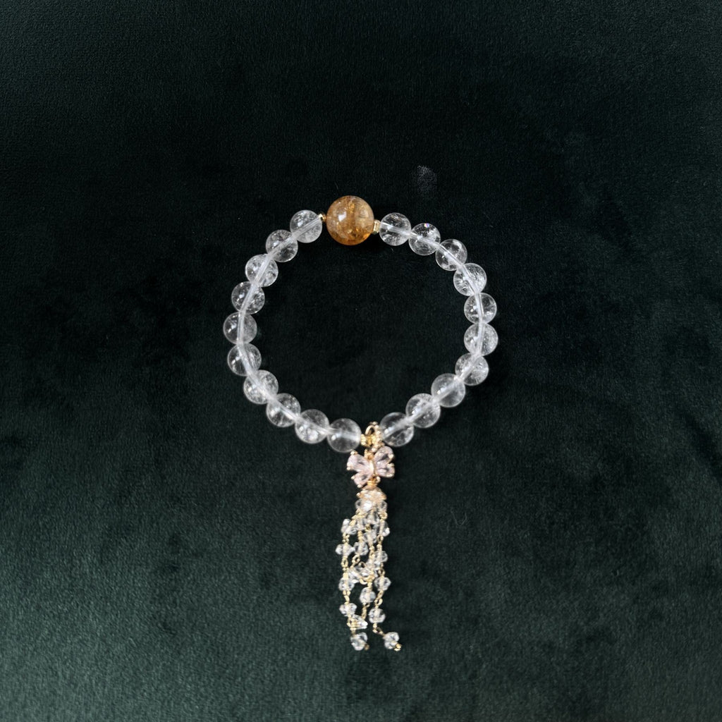 Taoist Blessed High-Vibration Asei Citrine & Clear Quartz Bracelet, Manifestation Amulet