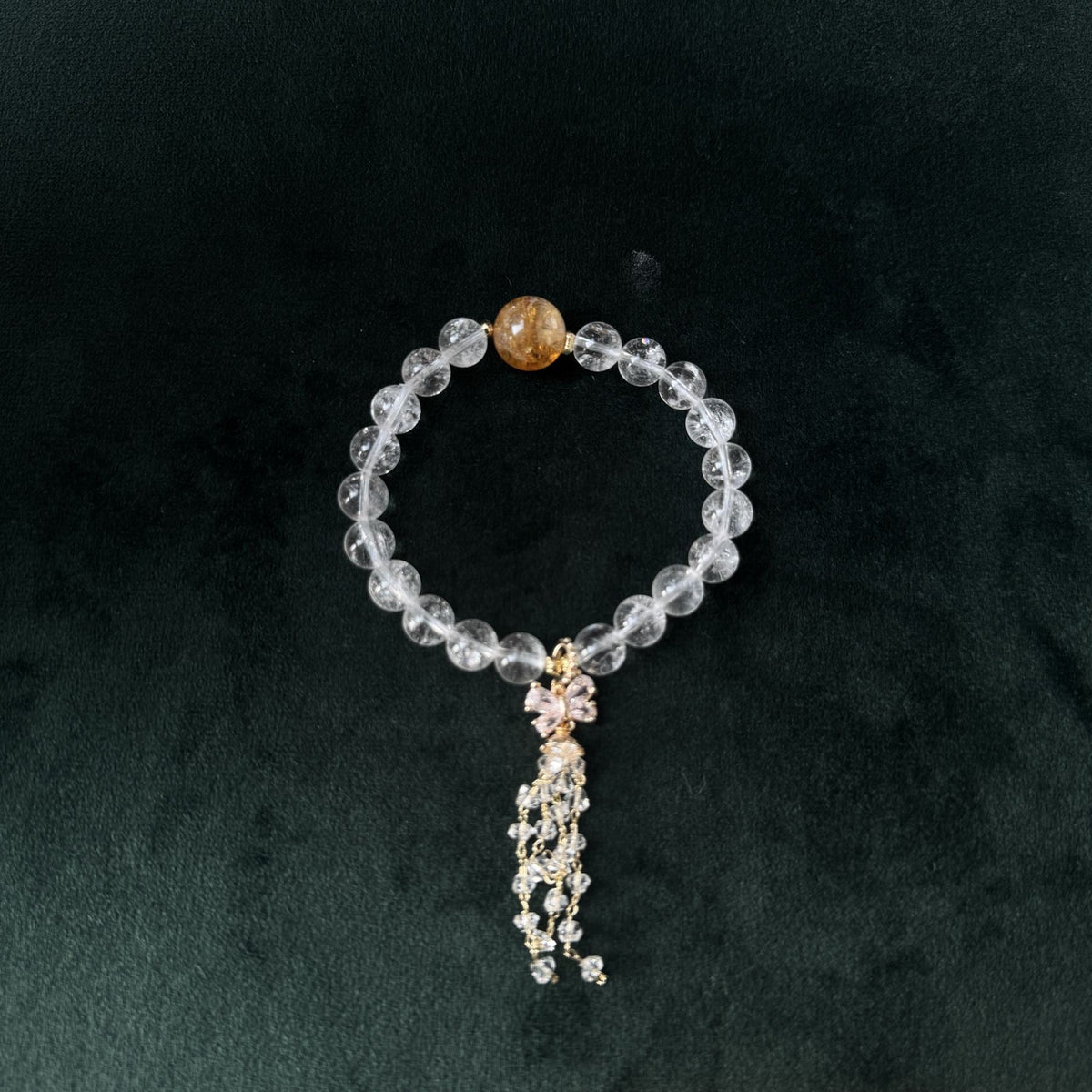 Taoist Blessed High-Vibration Asei Citrine & Clear Quartz Bracelet, Manifestation Amulet