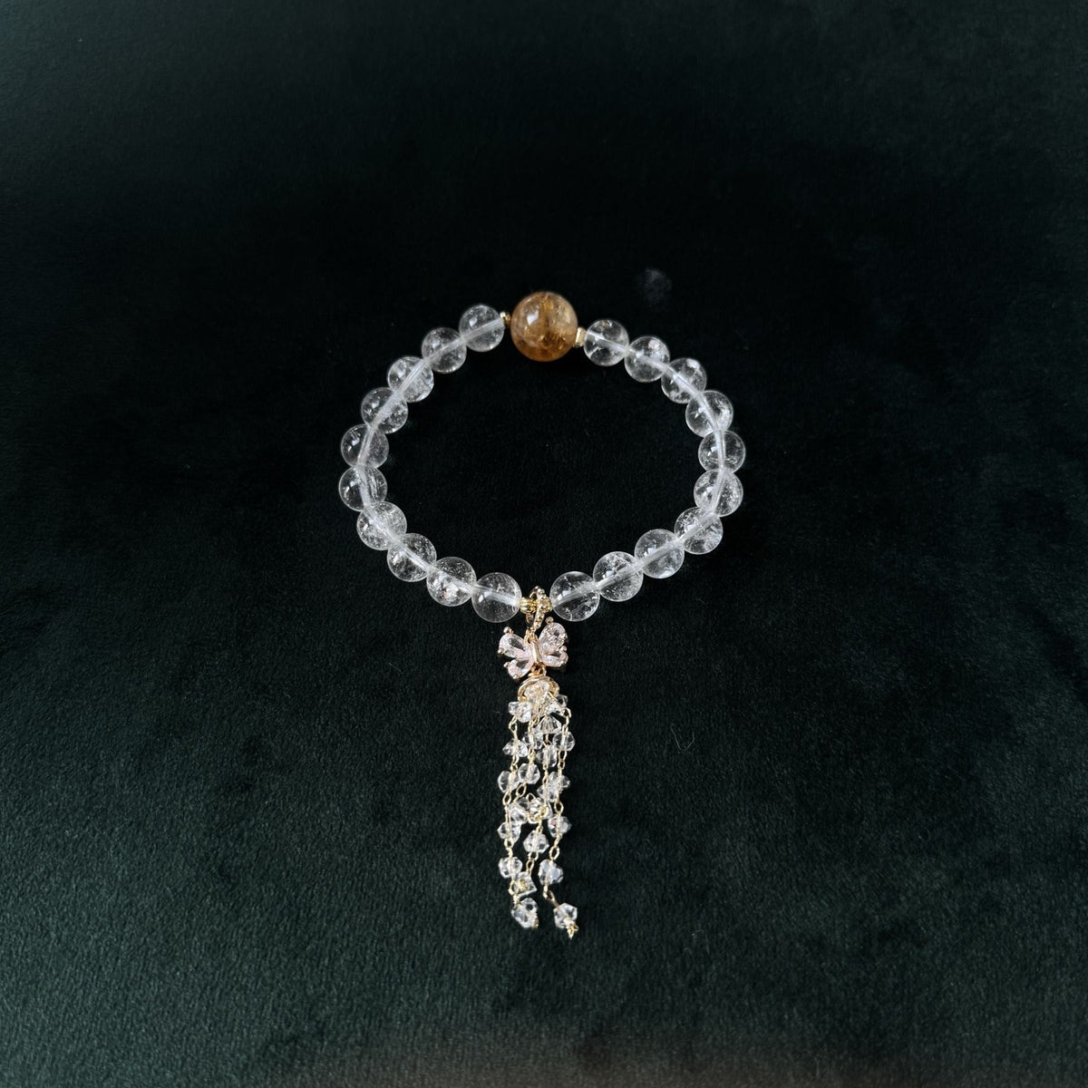 Taoist Blessed High-Vibration Asei Citrine & Clear Quartz Bracelet, Manifestation Amulet