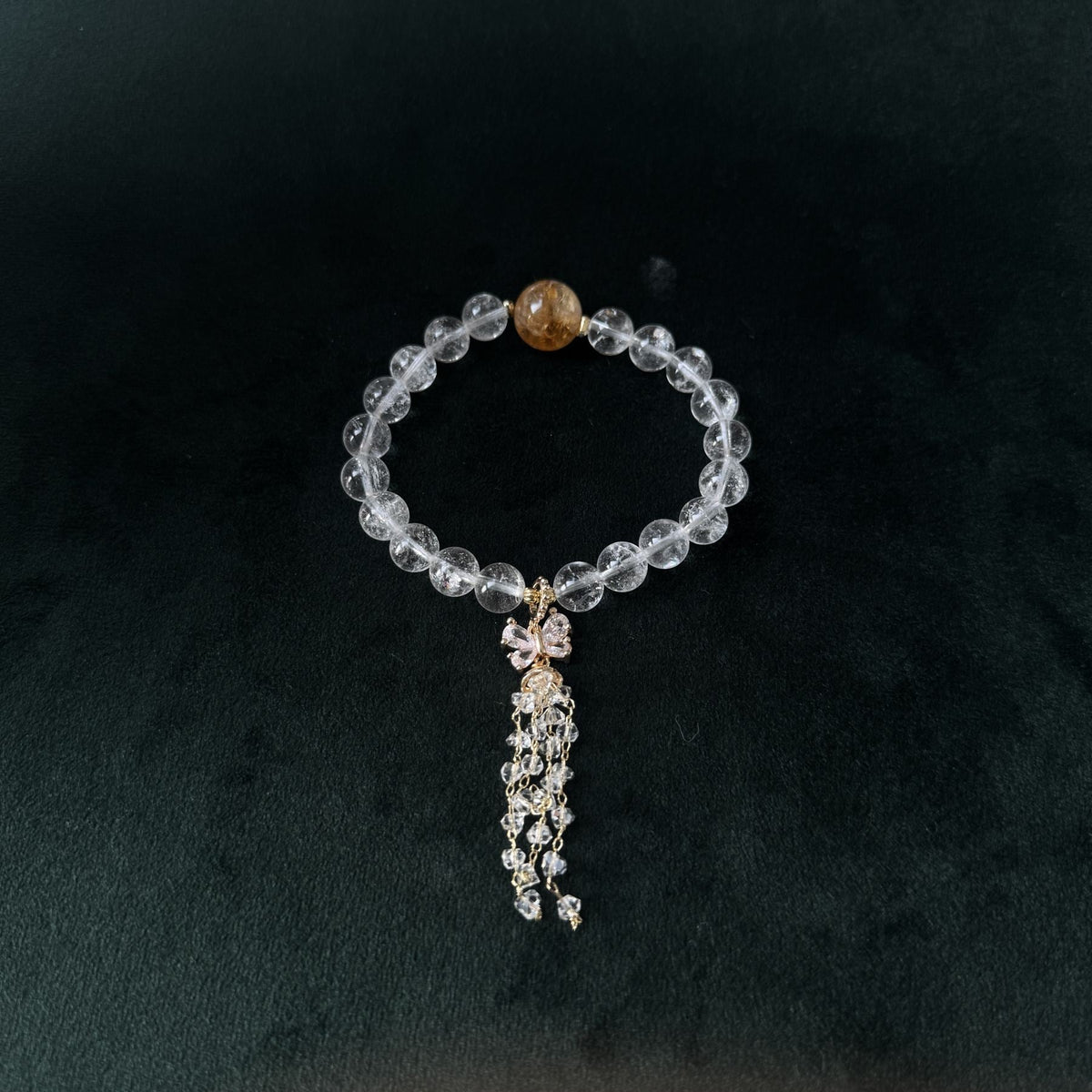 Taoist Blessed High-Vibration Asei Citrine & Clear Quartz Bracelet, Manifestation Amulet