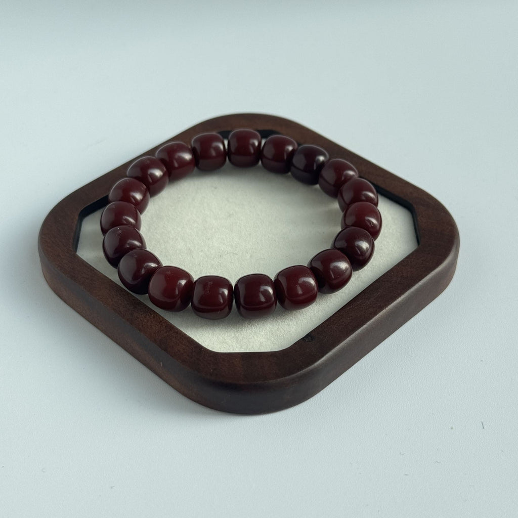 Taoist Blessed Mulberry Bodhi Seed Bracelet, Red Bodhi Root Mala Beads