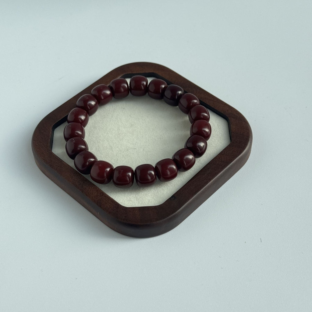 Taoist Blessed Mulberry Bodhi Seed Bracelet, Red Bodhi Root Mala Beads