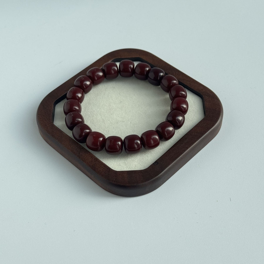 Taoist Blessed Mulberry Bodhi Seed Bracelet, Red Bodhi Root Mala Beads