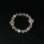 Taoist Blessed Multi-Stone moon Bracelet, Rose Quartz & Green Phantom Amulet