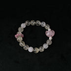 Taoist Blessed Multi-Stone moon Bracelet, Rose Quartz & Green Phantom Amulet
