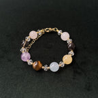 Taoist Blessed Multi-Stone Protection Bracelet, Amethyst & Tiger's Eye Amulet