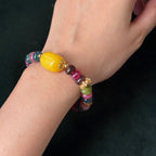Taoist Blessed Multicolor Tourmaline Abacus Bead Jade Bracelet