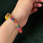 Taoist Blessed Multicolor Tourmaline Abacus Bead Jade Bracelet