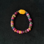Taoist Blessed Multicolor Tourmaline Abacus Bead Jade Bracelet