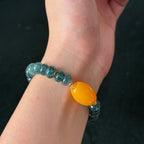 Taoist Blessed Natural Blue Jade Abacus Bead Bracelet | Harmony & Wealth Energy Jewelry