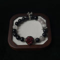 Taoist Blessed Obsidian & Clear Quartz Bracelet, Protection & Clarity Amulet