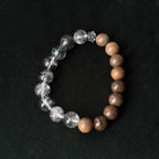 Taoist Blessed Old Green Sandalwood & Green Phantom Quartz Bracelet (8mm)