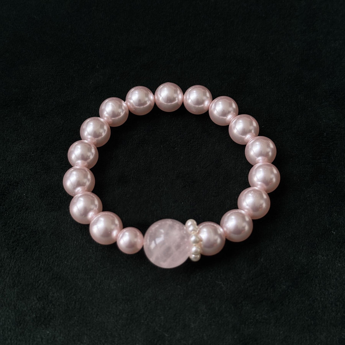 Taoist Blessed Pink Pearl & Rose Quartz Bracelet, Romantic Harmony Amulet