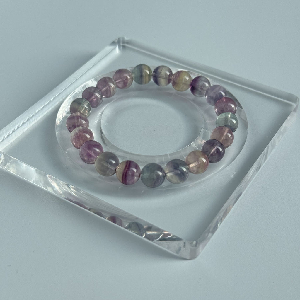 Taoist Blessed Rainbow Fluorite Bracelet | Natural Wisdom & Clarity Crystal | Consecrated Spiritual Protection Amulet