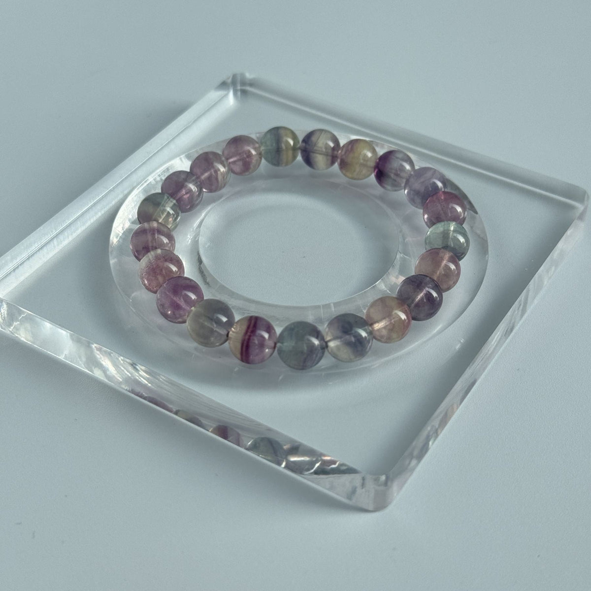 Taoist Blessed Rainbow Fluorite Bracelet | Natural Wisdom & Clarity Crystal | Consecrated Spiritual Protection Amulet