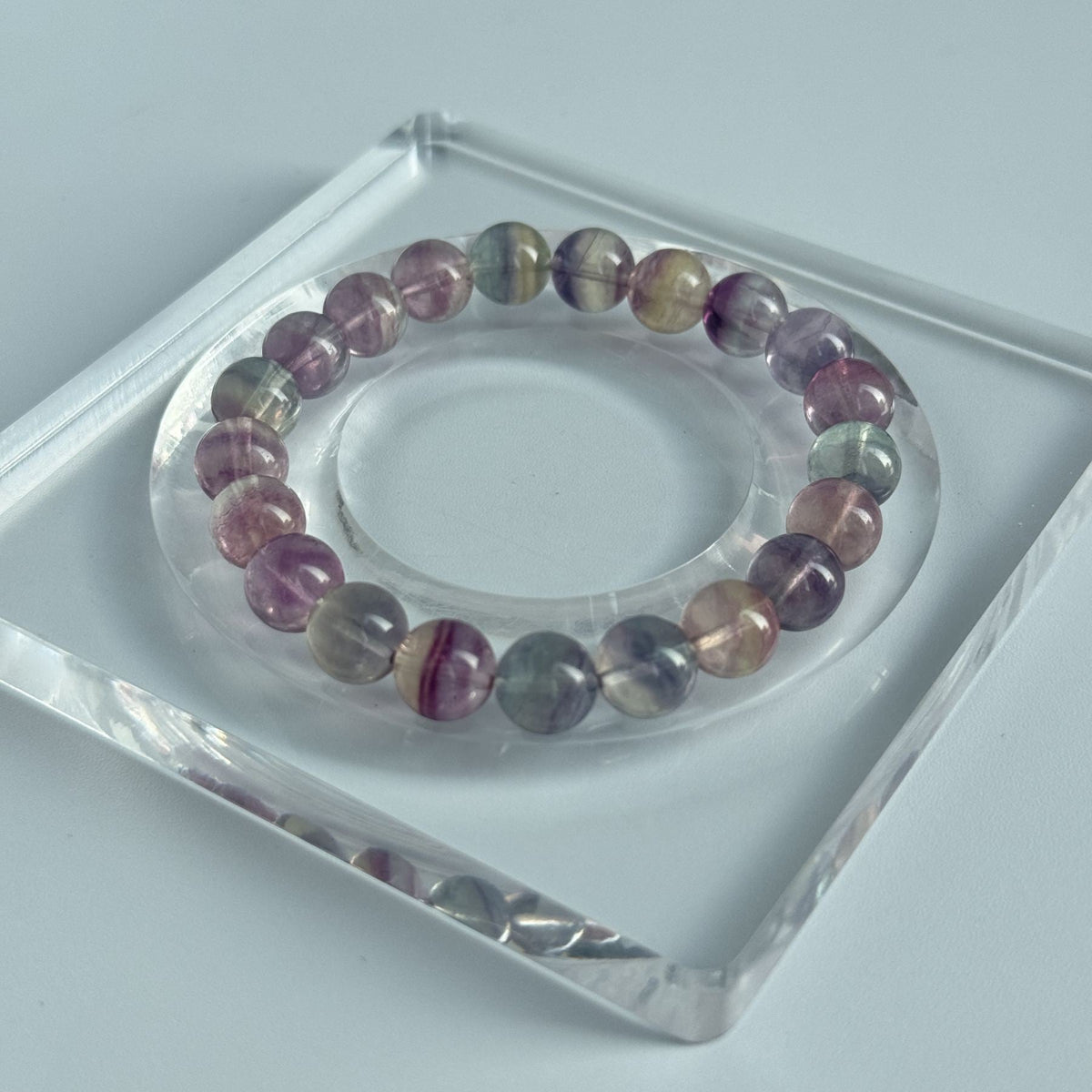Taoist Blessed Rainbow Fluorite Bracelet | Natural Wisdom & Clarity Crystal | Consecrated Spiritual Protection Amulet