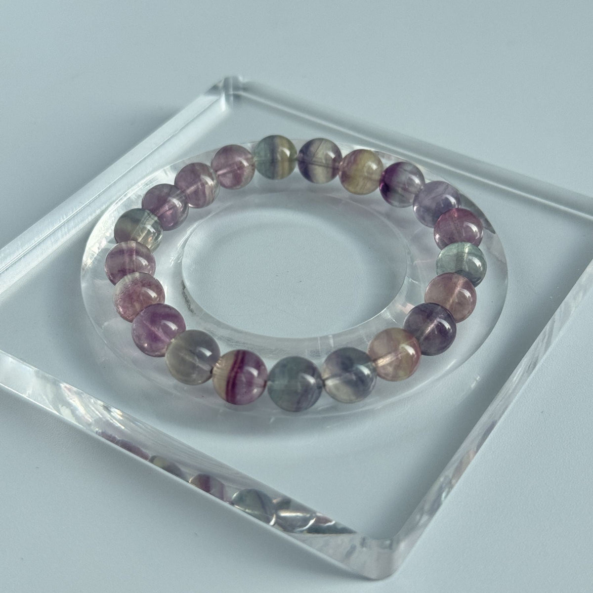 Taoist Blessed Rainbow Fluorite Bracelet | Natural Wisdom & Clarity Crystal | Consecrated Spiritual Protection Amulet