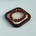 Taoist Blessed Red Agate Bracelet, Natural Carnelian Amulet for Luck