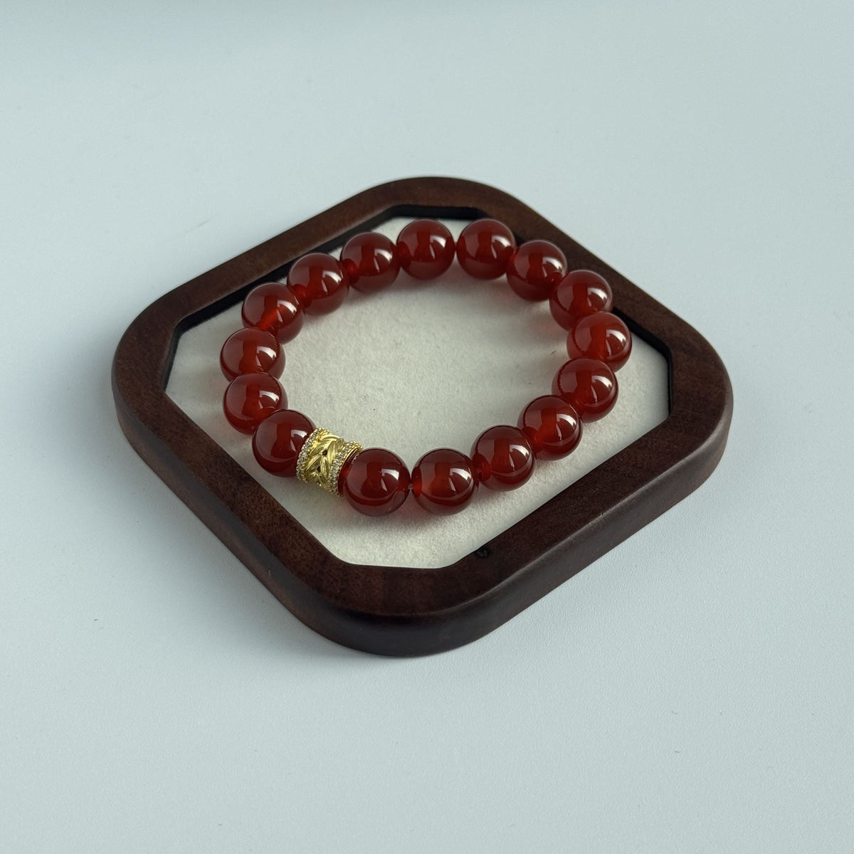 Taoist Blessed Red Agate Bracelet, Natural Carnelian Amulet for Luck