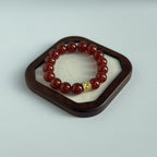 Taoist Blessed Red Agate Bracelet, Natural Carnelian Amulet for Luck