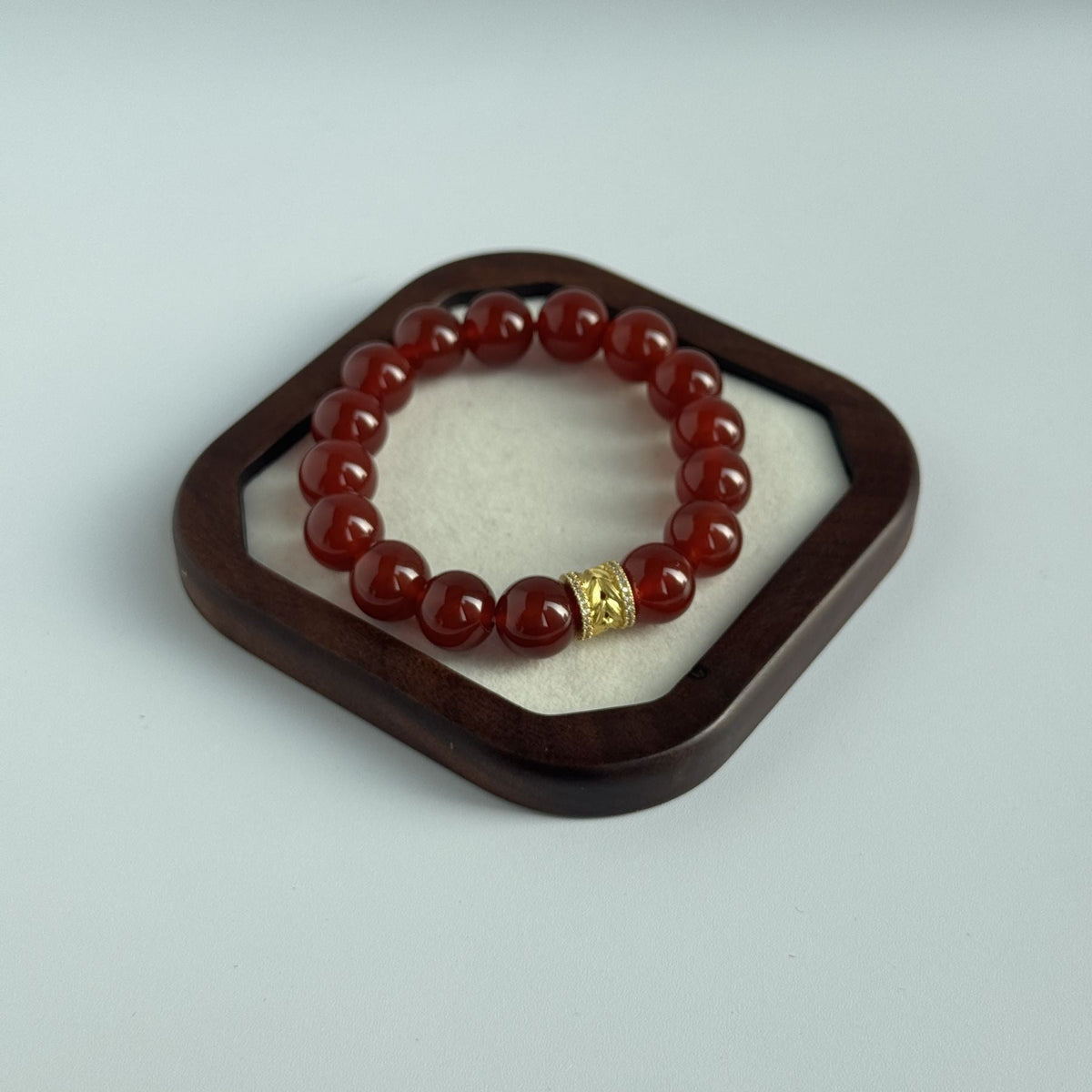 Taoist Blessed Red Agate Bracelet, Natural Carnelian Amulet for Luck
