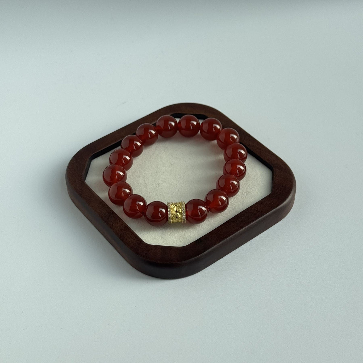 Taoist Blessed Red Agate Bracelet, Natural Carnelian Amulet for Luck