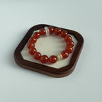 Taoist Blessed Red Agate Bracelet, Natural Carnelian Amulet for Luck