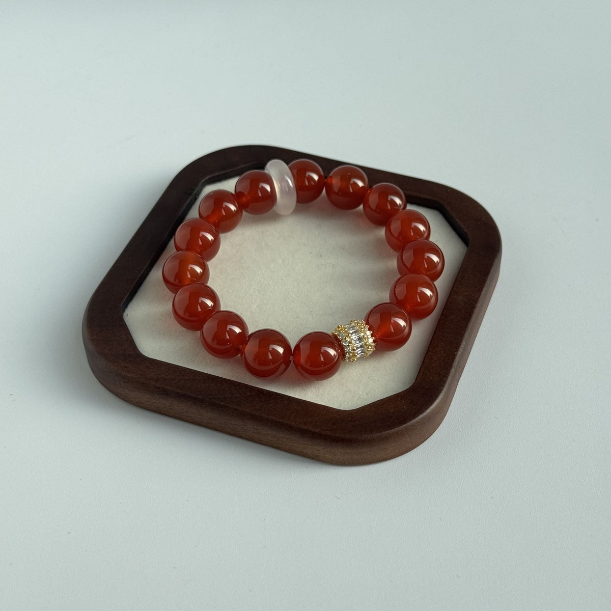 Taoist Blessed Red Agate Bracelet, Natural Carnelian Amulet for Luck