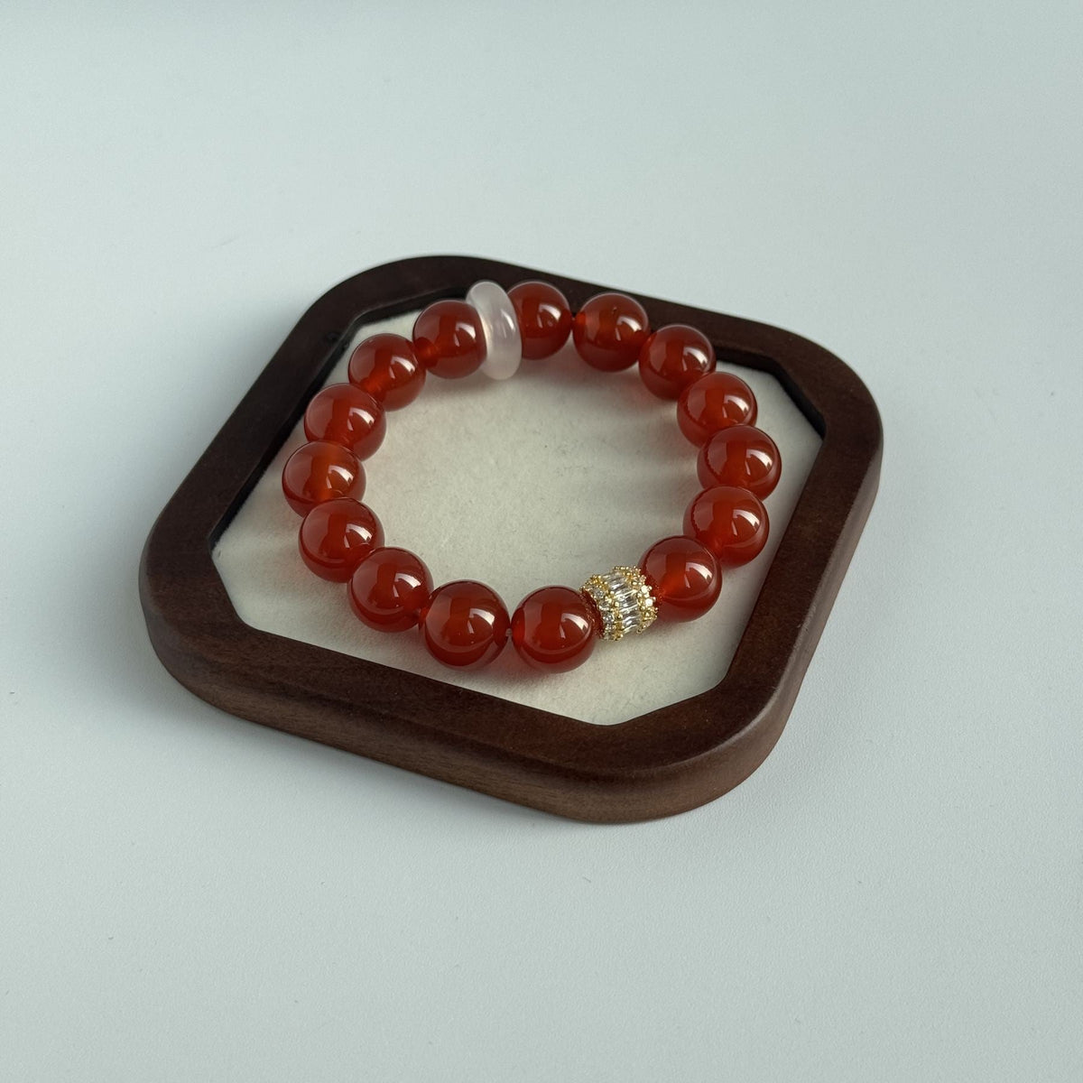 Taoist Blessed Red Agate Bracelet, Natural Carnelian Amulet for Luck