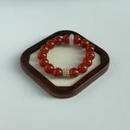 Taoist Blessed Red Agate Bracelet, Natural Carnelian Amulet for Luck