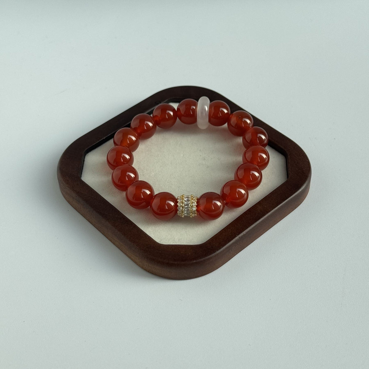 Taoist Blessed Red Agate Bracelet, Natural Carnelian Amulet for Luck