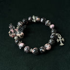 Taoist Blessed Rhodonite Butterfly Bracelet, Transformation & Emotional Healing Amulet