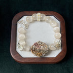 Taoist Blessed Rose Stone & Moonstone Bracelet, Feminine Energy & Grace Amulet