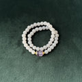 Taoist Blessed Smoke Purple Liuli Bracelet, Strawberry Quartz Double Strand