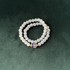 Taoist Blessed Smoke Purple Liuli Bracelet, Strawberry Quartz Double Strand