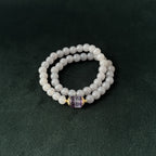 Taoist Blessed Smoke Purple Liuli Bracelet, Strawberry Quartz Double Strand