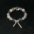 Taoist Blessed "Starry Bow" Multi-Stone Bracelet, Aquamarine & Amethyst Amulet