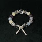 Taoist Blessed "Starry Bow" Multi-Stone Bracelet, Aquamarine & Amethyst Amulet