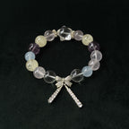 Taoist Blessed "Starry Bow" Multi-Stone Bracelet, Aquamarine & Amethyst Amulet