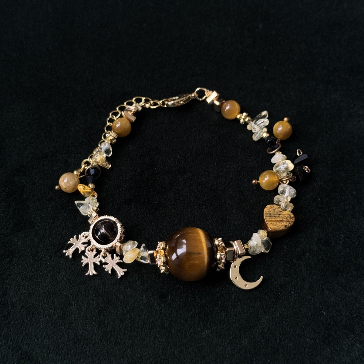 Taoist Blessed Tiger's Eye Charm Bracelet, Celestial Protection & Courage Amulet