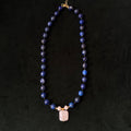 Taoist Blessed Vintage Lapis Lazuli & Baroque Pearl Long Necklace