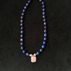 Taoist Blessed Vintage Lapis Lazuli & Baroque Pearl Long Necklace