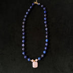 Taoist Blessed Vintage Lapis Lazuli & Baroque Pearl Long Necklace