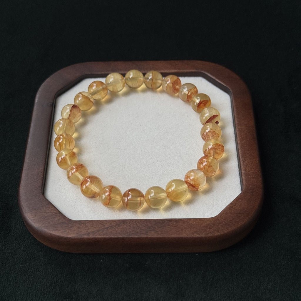 Taoist Blessed Yellow Phantom Quartz Bracelet, Wealth & Manifestation Amulet