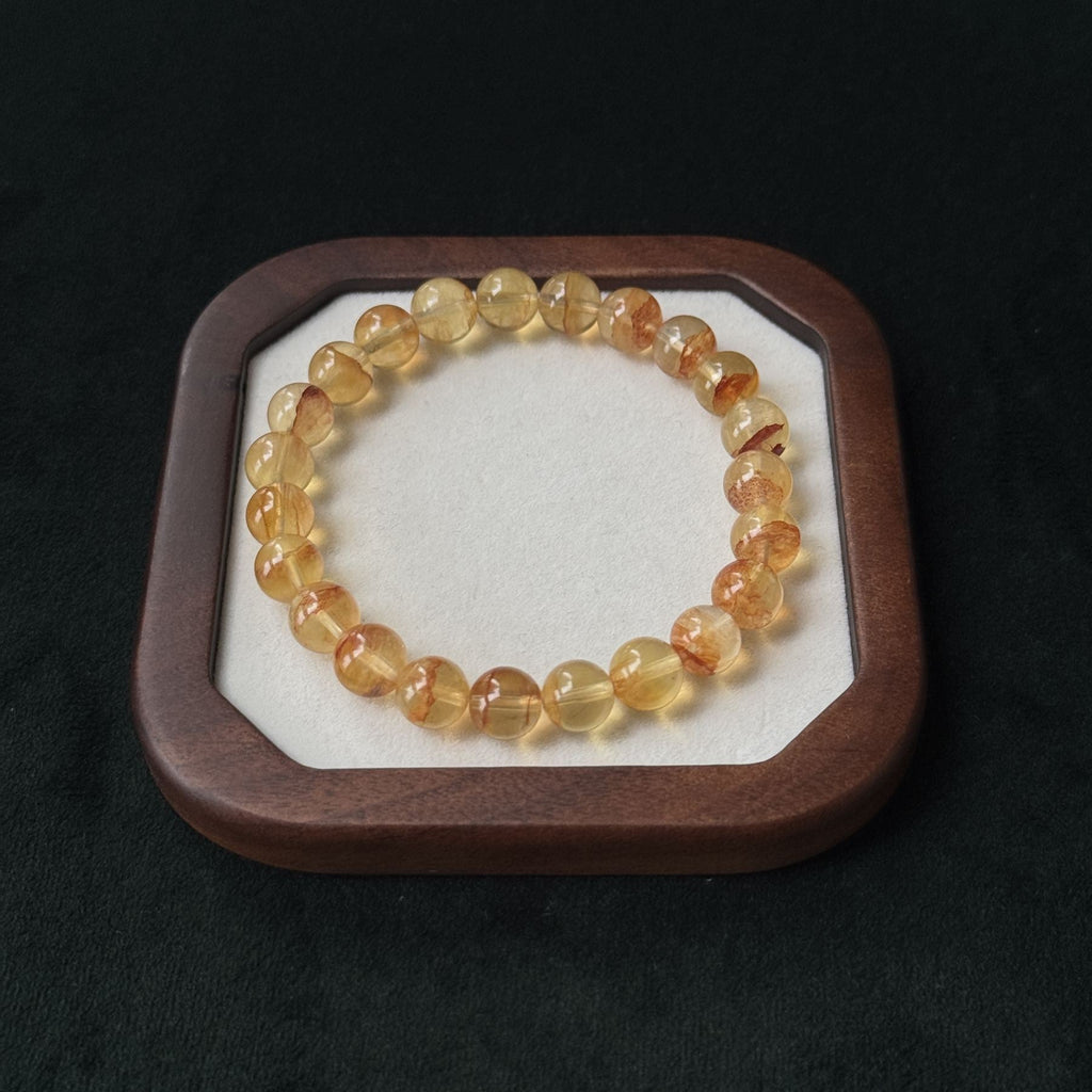 Taoist Blessed Yellow Phantom Quartz Bracelet, Wealth & Manifestation Amulet